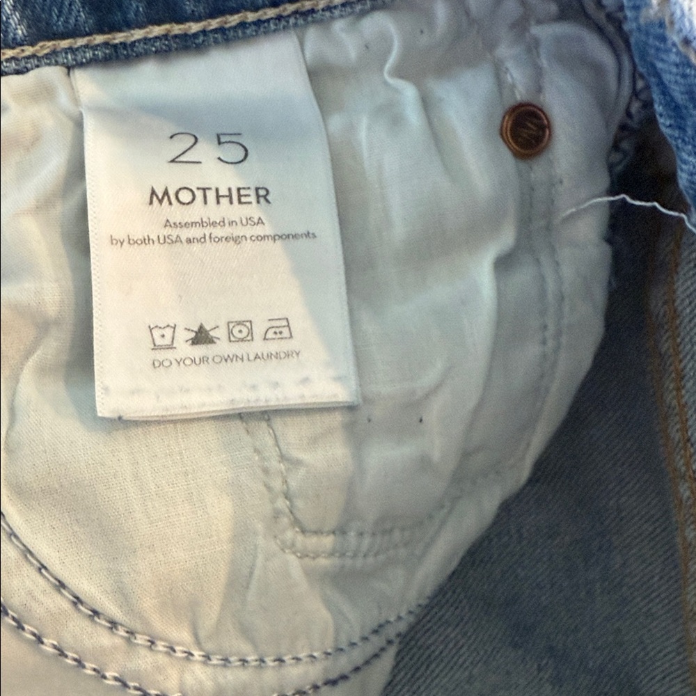MOTHER Sky Blue Cropped Jeans